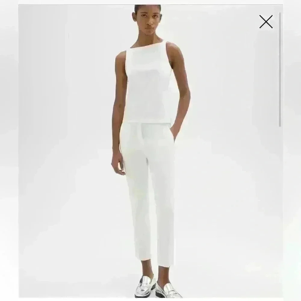 Theory Treeca 'Good Linen' Pull-On Pants in white Size 18 new